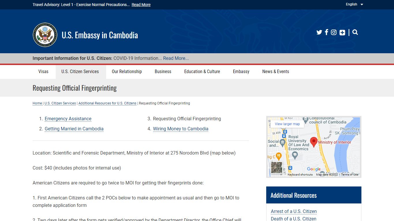 Requesting Official Fingerprinting - U.S. Embassy in Cambodia